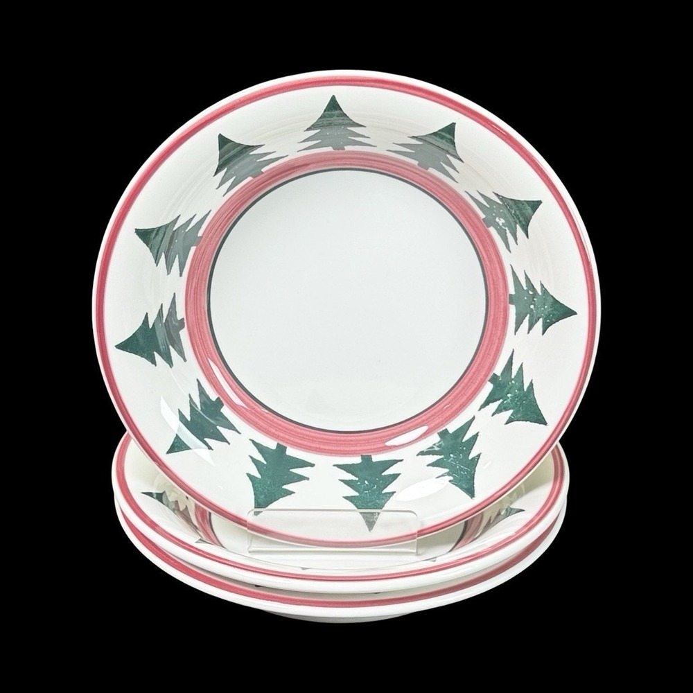 Pier 1 O' Tannenbaum SOUP BOWLS Christmas Trees Cereal Bowl 8 ¼"‎ Lot of 3